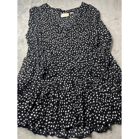 Anthropologie Maeve Lila Tiered Tunic Top V-Neck Black OB476678 Womens Size m - Picture 2 of 7